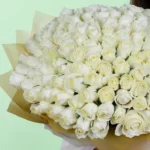 100 White Roses Bouquet - Image 2
