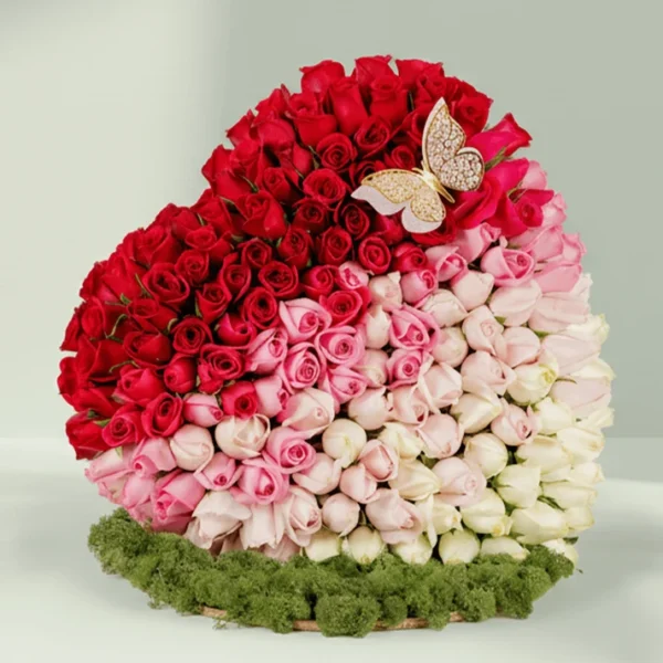 120 Rose Heart Arrangement
