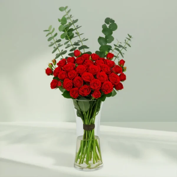 20 Red Roses in a Vase