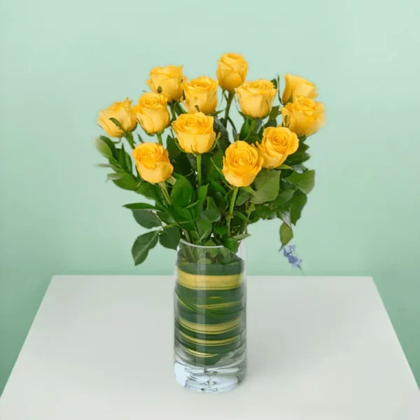 Cheerful Yellow Rose Vase