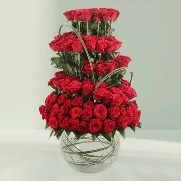 101 Red Roses Tower Arrangement