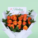 Golden Glow Orange Rose Bouquet - Image 3