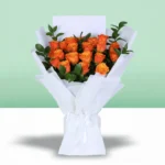 Golden Glow Orange Rose Bouquet - Image 2