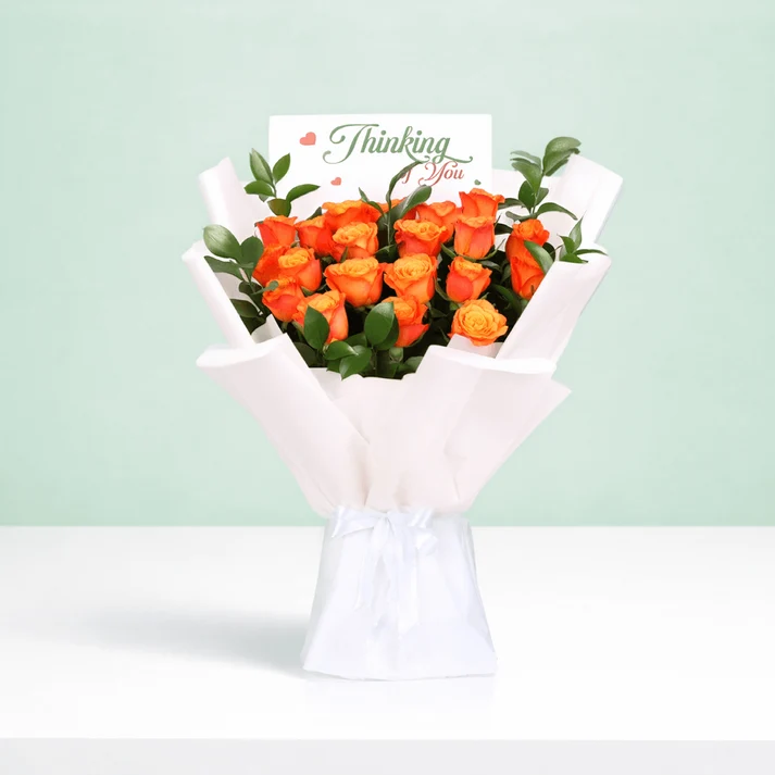 Golden-Glow-Valentine-Bouquet-9-1 Golden Glow Orange Rose Bouquet - Image 1