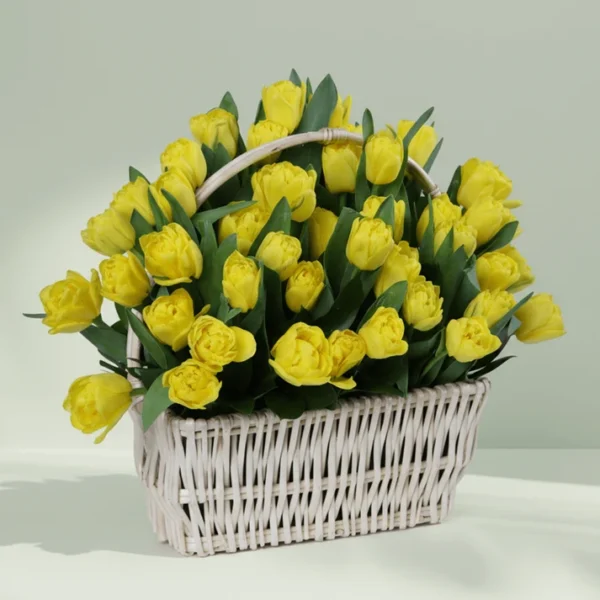 Yellow Tulips Basket