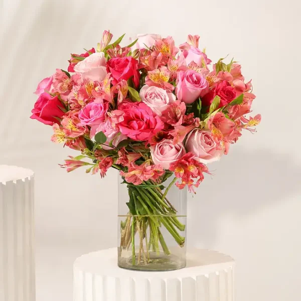 Alstroemeria N Rose Floral Arrangement