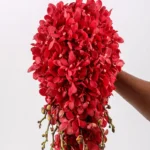 Red Cascading Orchid Wedding Bouquet - Image 2