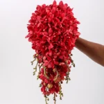 Red Cascading Orchid Wedding Bouquet