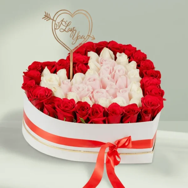 Mixed Roses Heart Box