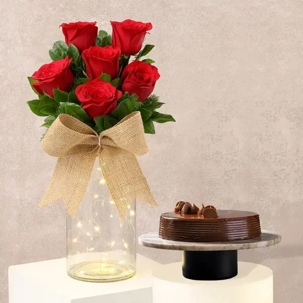 Personalised Birthday Mixed Roses N Truffle Cake