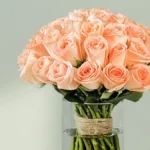 Peach Rose Glass Vase - Image 2