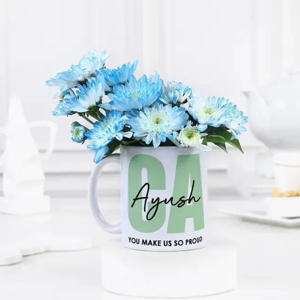 Personalized CA Coffee Mug with Flower Arrangement