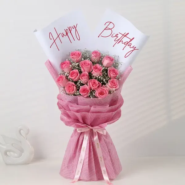 Pink Rose Birthday Bliss Bouquet