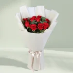 Red Roses Bouquet in White Wrap