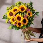 Sunlit Charm Sunflower n Daisy Hand-Tied Bouquet